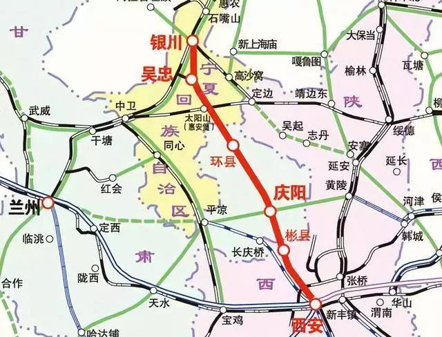 西安到银川高铁线路图图片