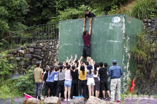 搭建人墙,全队成员要翻过这面4米高的围墙,面对巨大的挑战,小管家们能