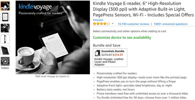 亚马逊似已停产Kindle Voyage电子书阅读器_手机搜狐网