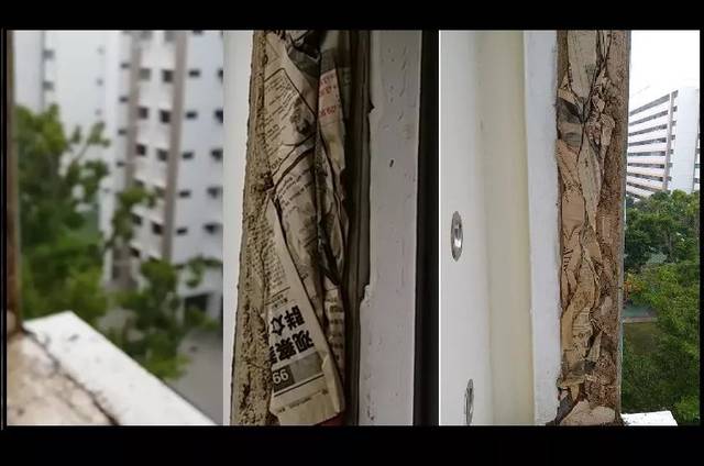 换窗户无意中发现组屋墙壁里的秘密,里面塞的