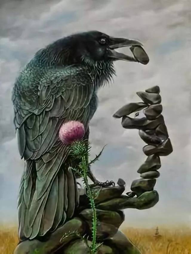 石头和鸟构成了男人的脸,该叫他"石头脸"