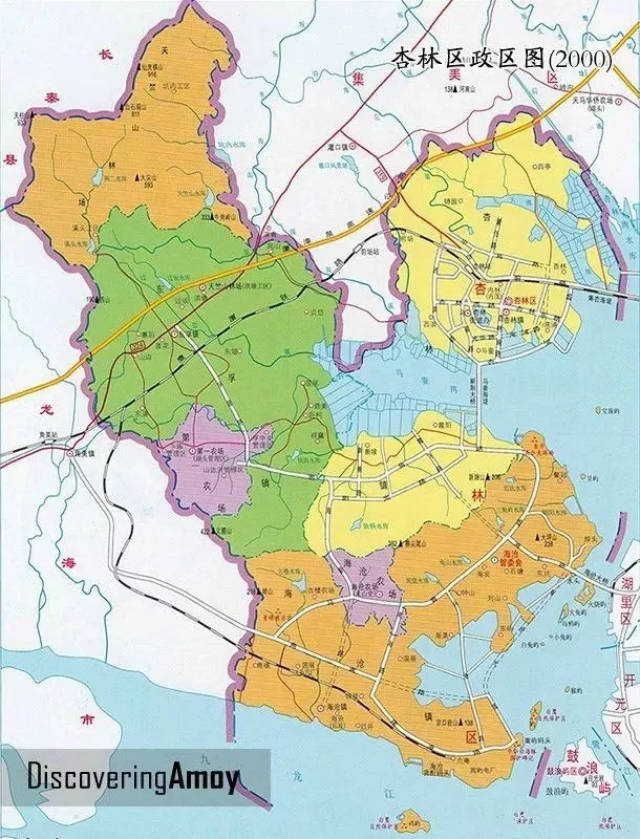 (图:手绘厦门地图) 2000年的杏林行政区图
