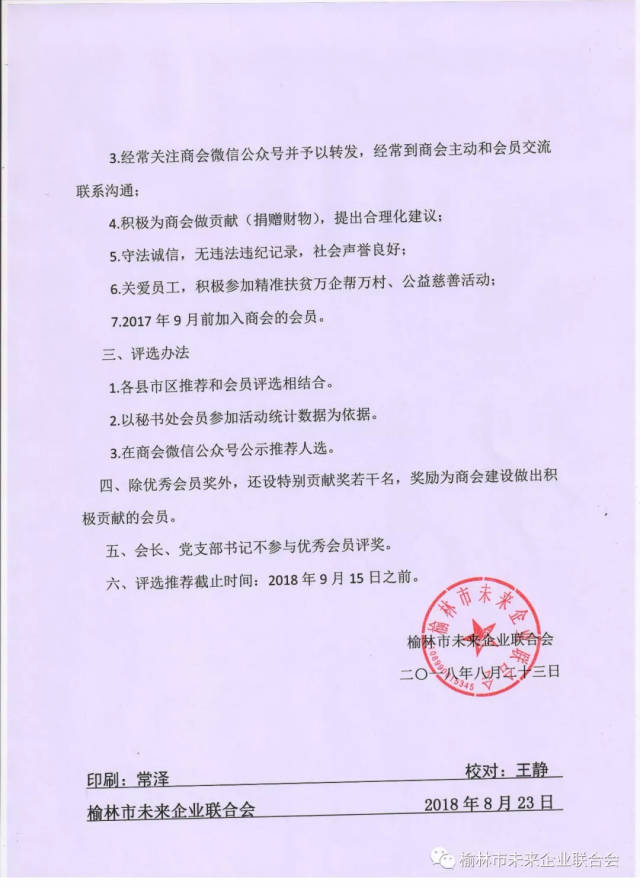【商会文件】中共榆林市未来企业联合会党支部关于 评选优秀党员会员