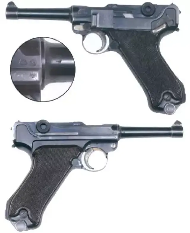 克里格霍夫兵工厂生产的鲁格p08手枪实例,注意其30年代典型的厂商标记