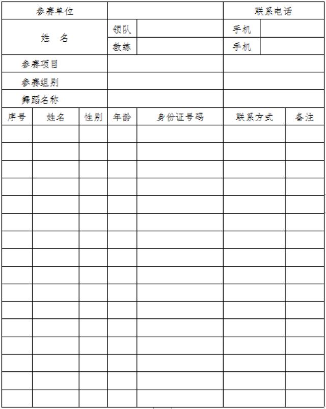 项目组别一览表 (点击图片查看大图) 附件二: 2018年"舞动中国-排舞