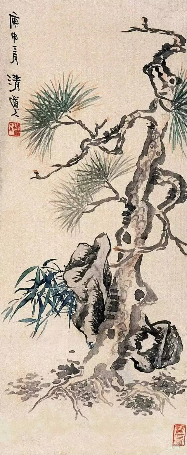 李瑞清教画悬臂破空下笔杀纸