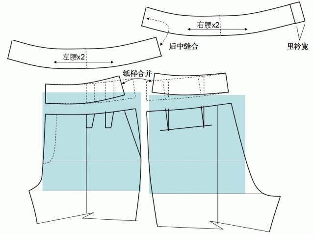 裤子斜插袋的制图图片