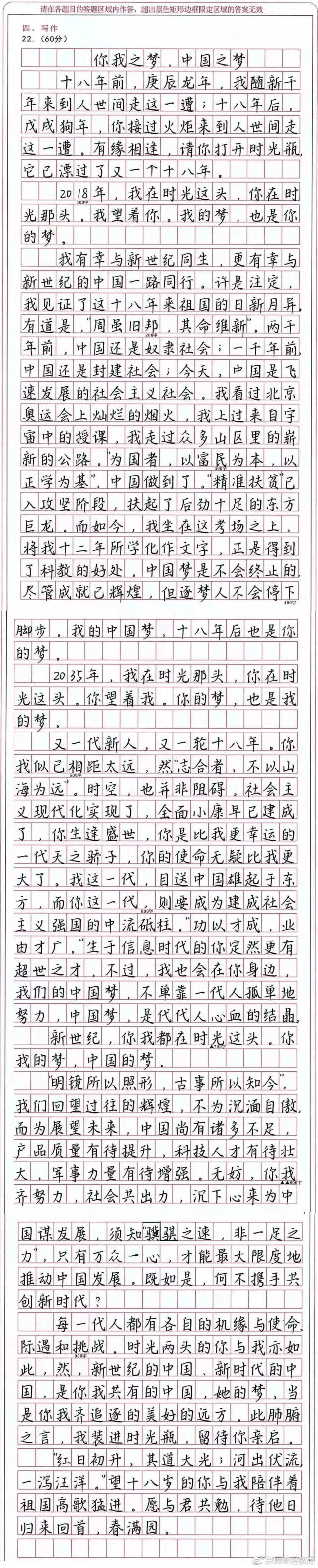 手写"印刷体"高考作文重现,内附精彩点评