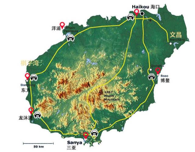 海南岛地形图电子版图片