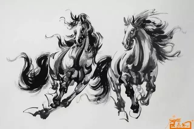 踏马奔来,气势滂沱—孔令海国画作品!