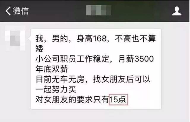 月薪3500,无房无车,找老婆只有15点要求!