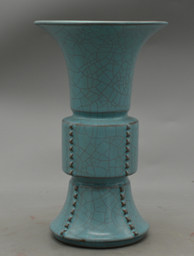 宋時代 汝窯 宋代汝窯開片描金四足洗（6×6.5×11.8cm）120461 瓷器汝窯官窯