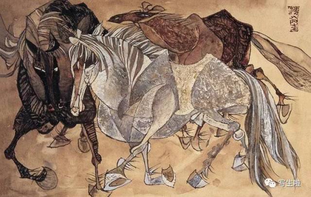 蹓 1981年作 25cm×38cm 纸,水彩 我倾向于形式感强的东西, 袁运生