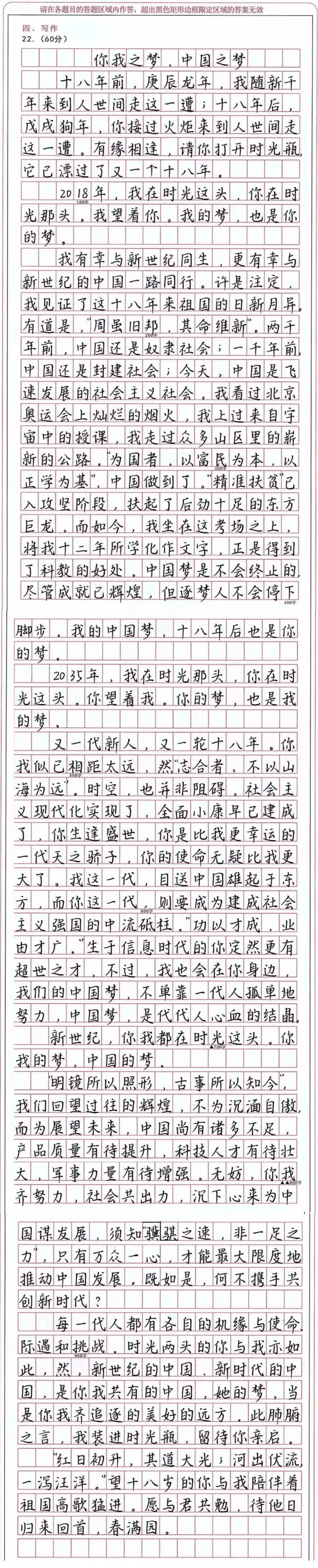 干货分享| 今年最火的考场满分作文！手写“印刷体”高考作文重现，内附精彩点评！_搜狐网