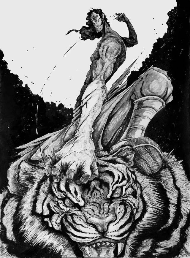 武松打虎海报手绘,武松打虎手绘_大山谷图库