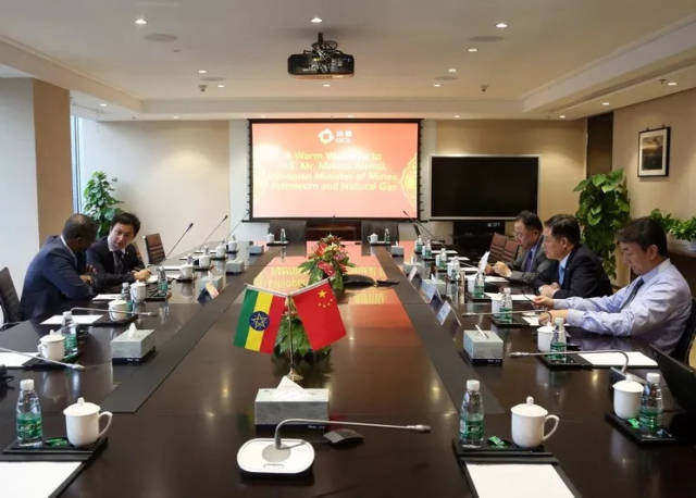 协鑫集团董事长朱共山在京与埃塞俄比亚矿业部长梅莱斯.阿勒穆会谈