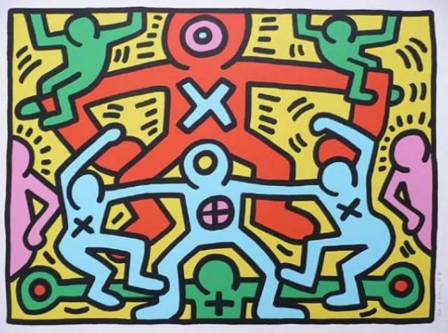 keith haring 的作品與傳統畫作有很大不同,簡單直接,往往反覆重複幾