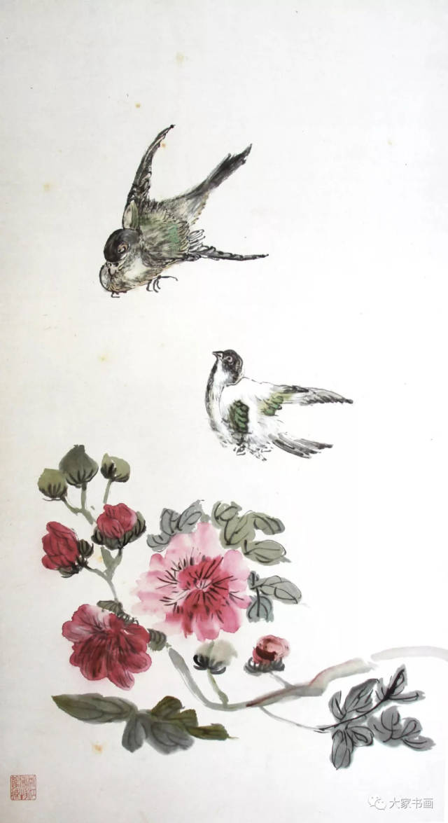 双鸟芙蓉花 64x44cm