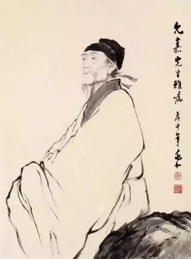 杜甫称唐代伟大的现实主义诗人,蒋兆和以自己为原型创作《杜甫》,所以