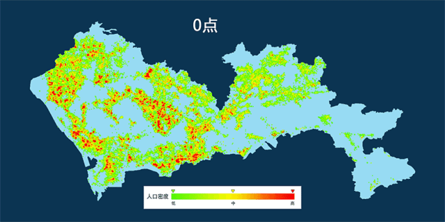 图4 深圳市24小时人口密度分布 二是建立城市交通监测的实时流转体系.