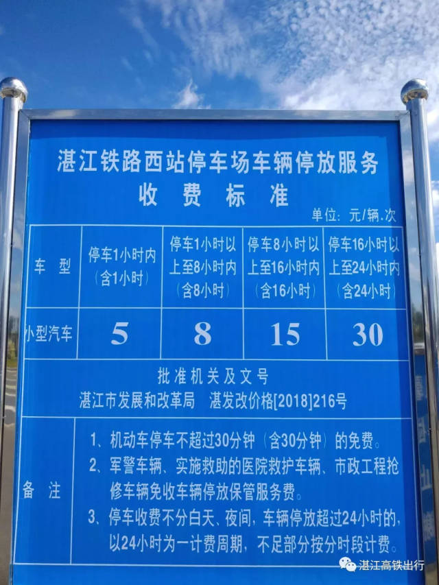 湛江高铁站的停车场收费标准来了!半小时内免费