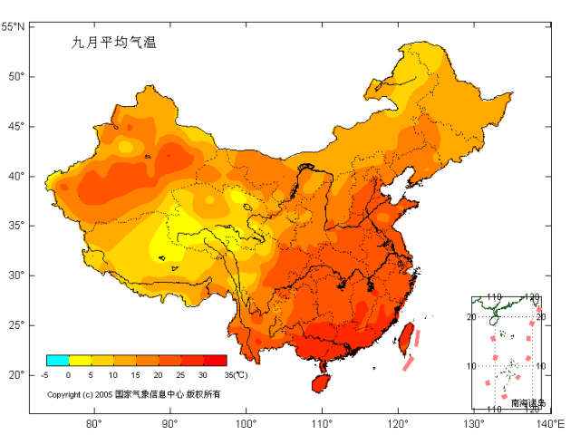 2018年9月全国平均气温