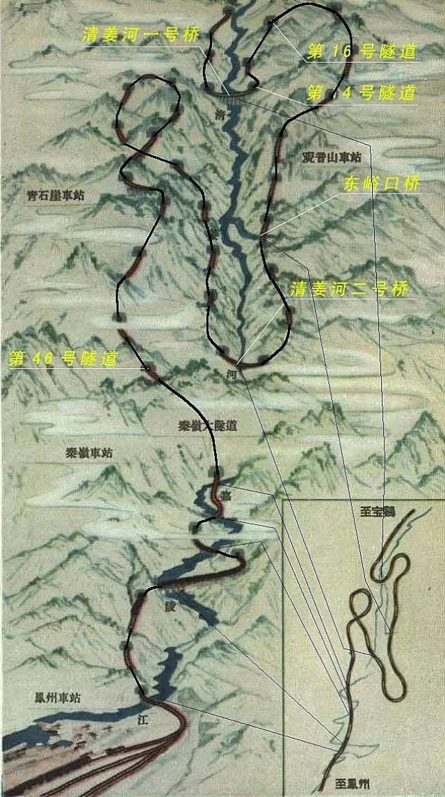 宝成铁路展线示意图图片