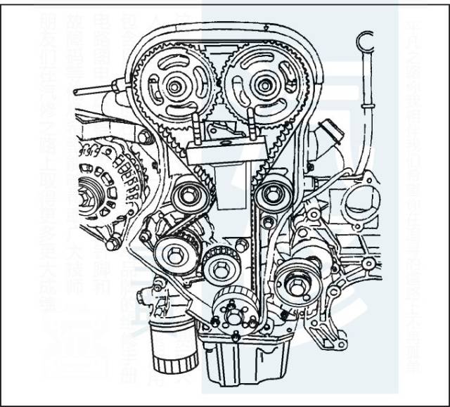 别克雪佛兰发动机正时皮带安装示意图