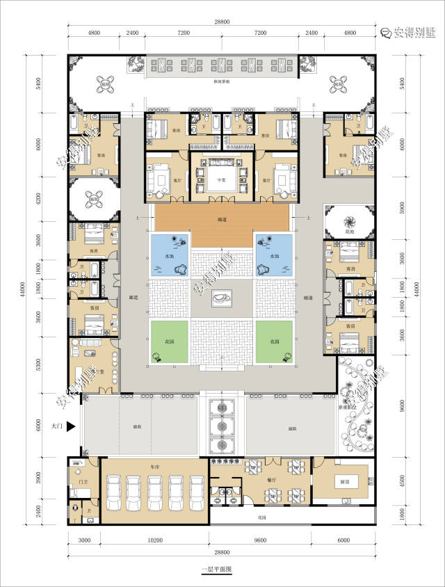 这款意境迷人的四合院,不仅建筑造型雅致,平面布局更是流畅舒适