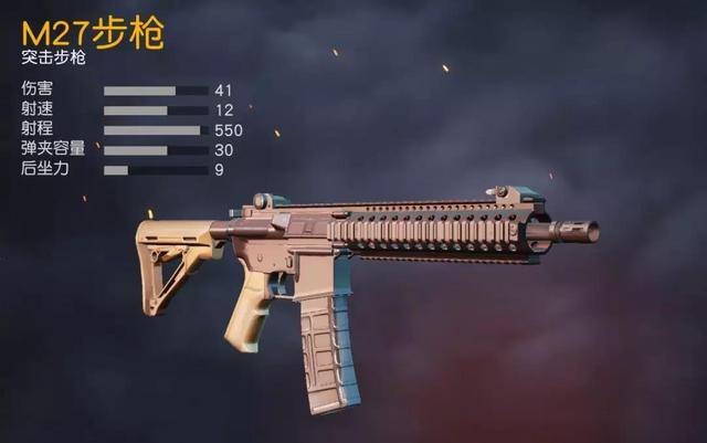 m27步枪可以称作是m4a1的加强版,这把枪的裸枪属性和m4是一模一样的