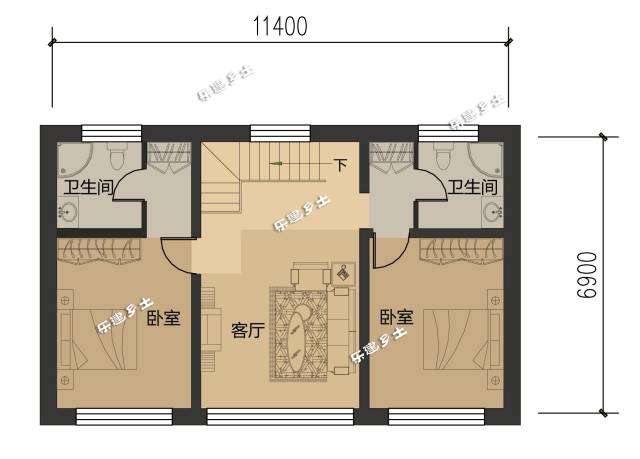 三開間二層鄉村宅院設計,傳統中式,親切實用