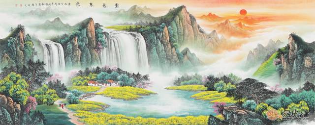 刘燕姣新品山水画聚宝盆《紫气东来》