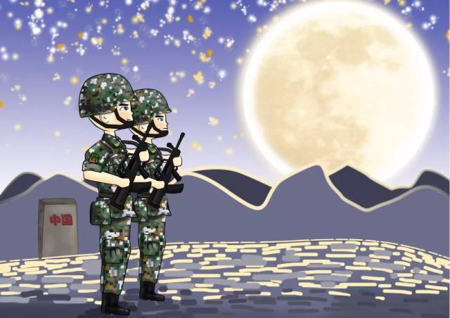 边防战士插画图片