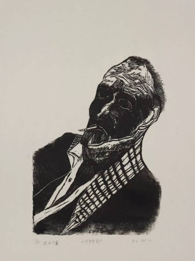 《卡夫卡》,独幅版画, 45x57cm,2014