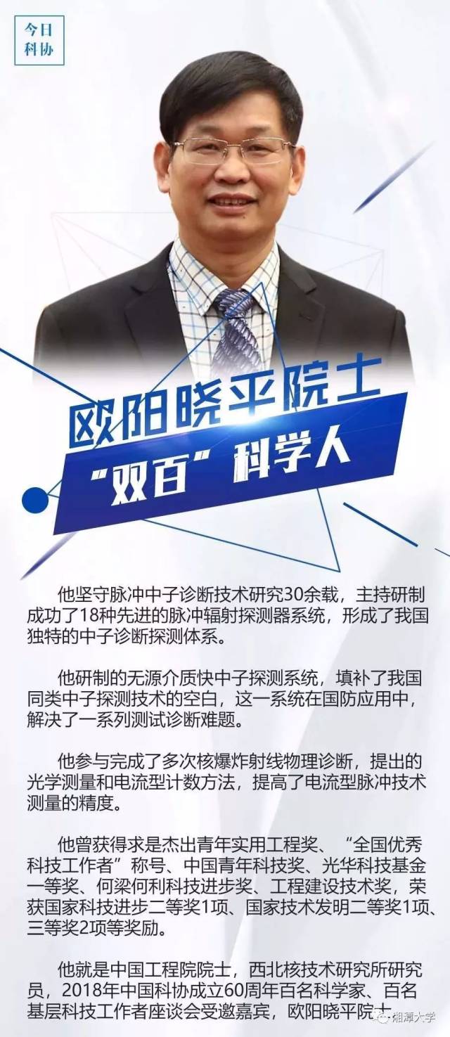 湘大学人 | 欧阳晓平院士:坚守脉冲中子诊断技术研究30余载