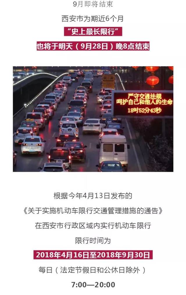 【大西安】明晚8時起,西安,咸陽機動車限行解除!