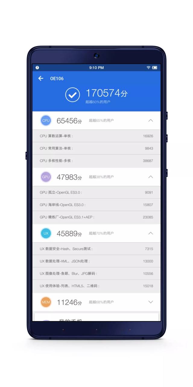 安兔兔跑分结果  下面是热门吃鸡游戏的测试
