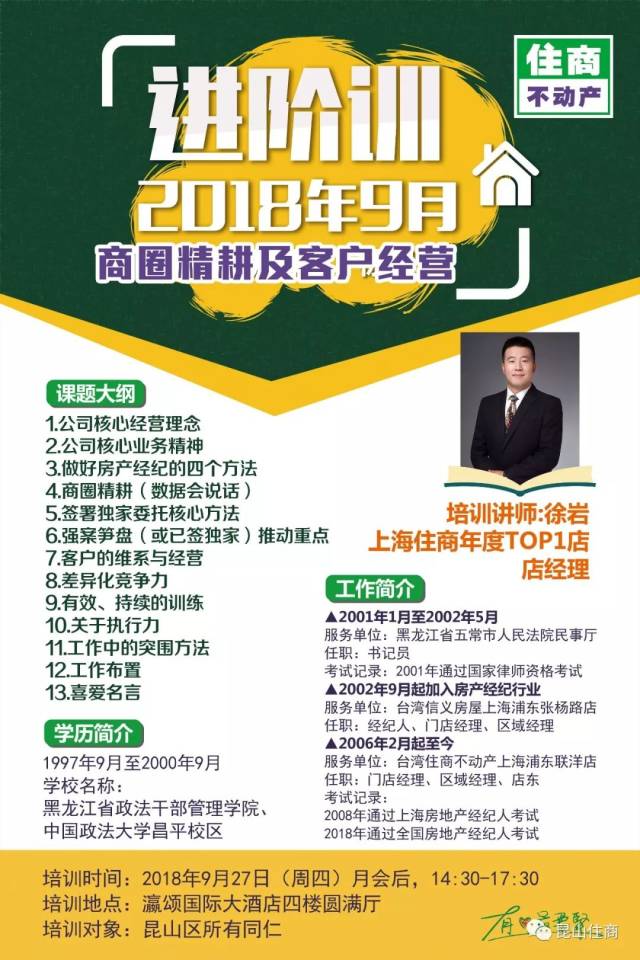 进阶训 "商圈精耕和客户经营" 讲师介绍 上海住商top1店店经理 徐岩