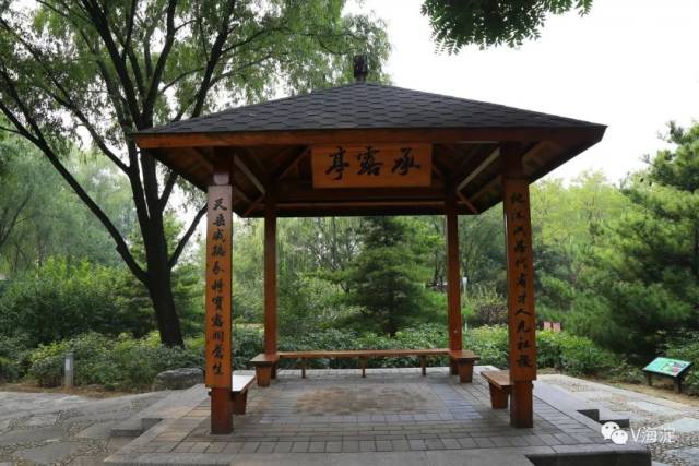 在海淀公园东部区域设有仙人承露景点,建有承露亭一座,大致在西花园承