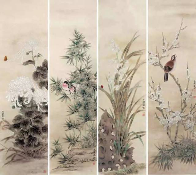 各种各样的梅兰竹菊四条屏，开眼界了_搜狐网