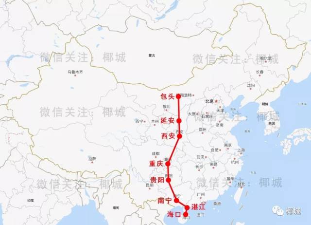 包(银)海通道为包头—延安—西安—重庆—贵阳—南宁—湛江—海口