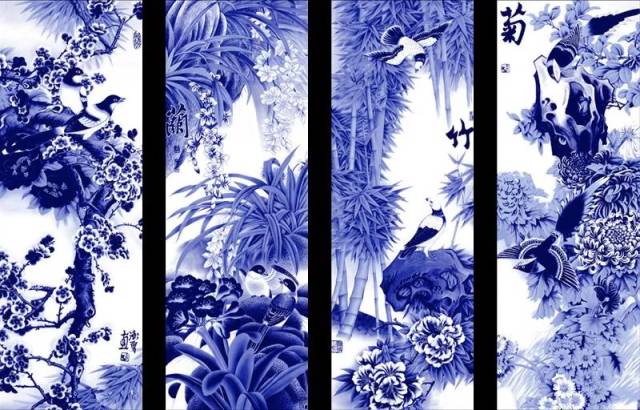 各种各样的梅兰竹菊四条屏，开眼界了_搜狐网