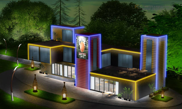 户外集装箱夜景设计