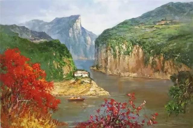 油画作品《一片江山满眼春》