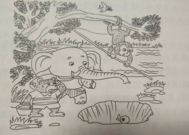 大象猴子小熊看图写话图片