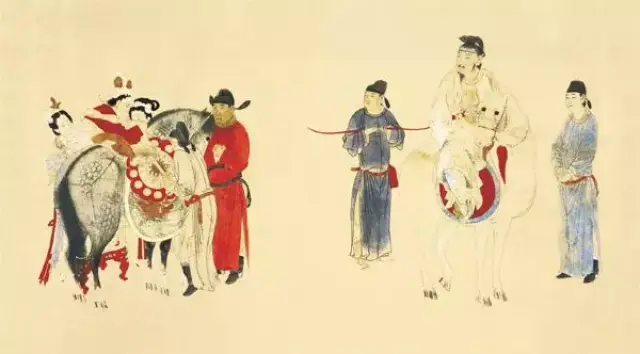 《杨贵妃上马图》(局部),钱选(元)绘,现藏于美国弗利尔美术馆
