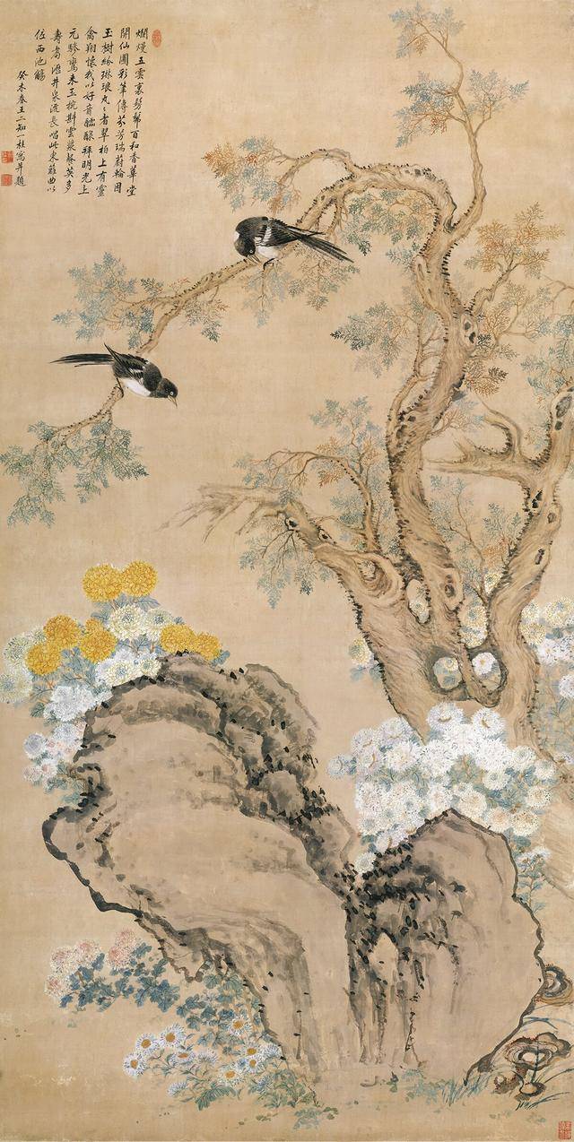 清，邹一桂《翠柏双喜图》_搜狐网