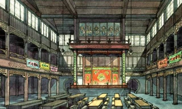 手绘的梨园戏台