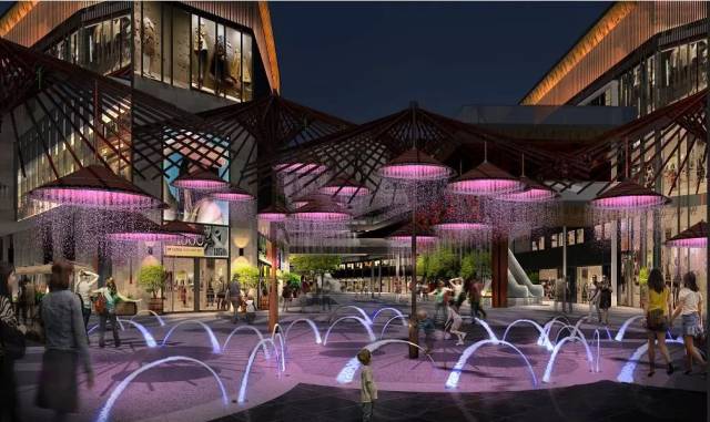 水秀演艺广场,这里有纱幕演绎,威压特技等贯穿全年的秀演活动