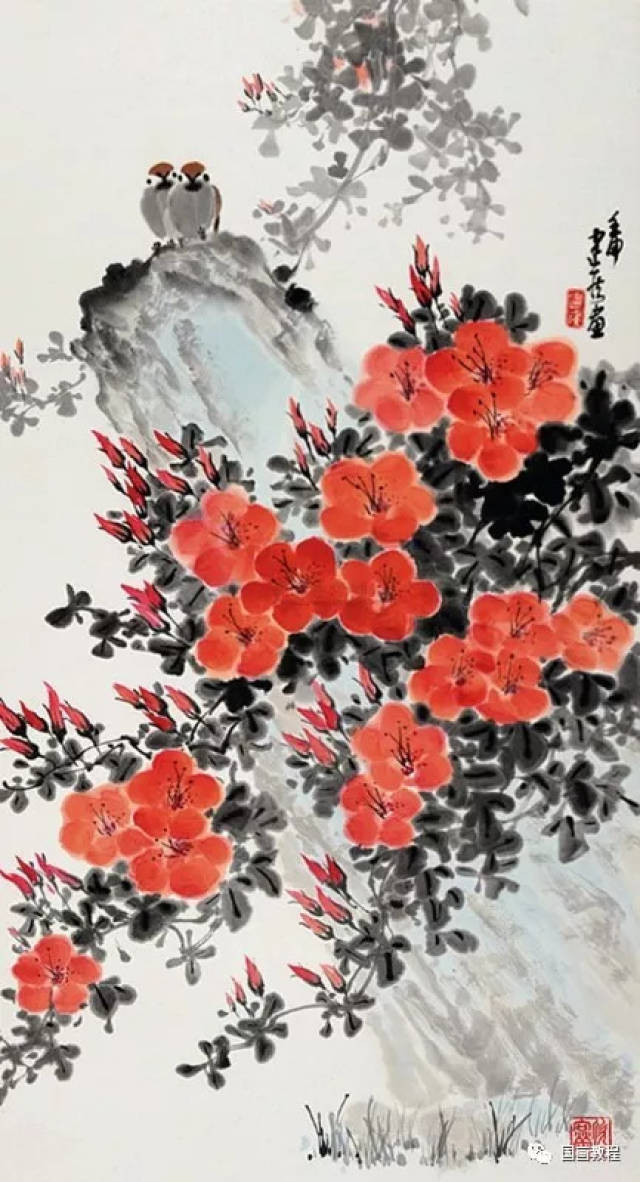 国画凌霄花100幅,收藏起来,临摹学习国画技法,都可以!